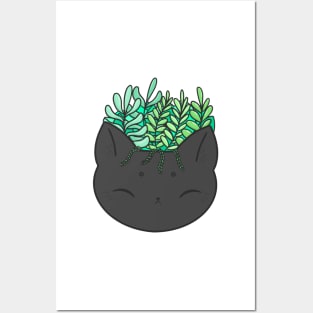 Cat head planter Posters and Art